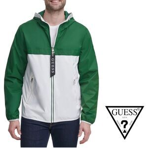 GUESS | Green | NYLON HOODED WINDBREAKER